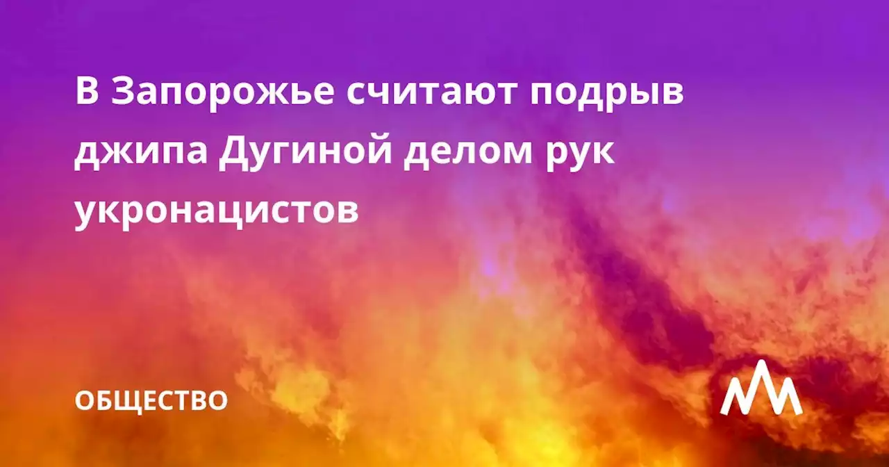 В Запорожье считают подрыв джипа Дугиной делом рук укронацистов