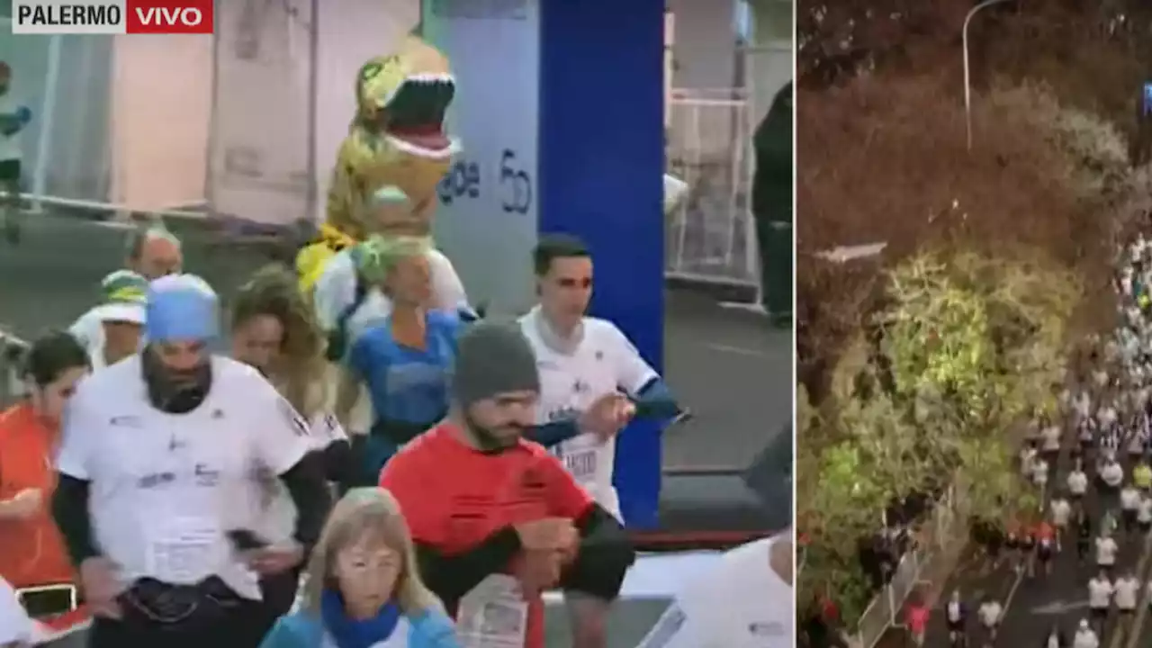 Un dinosaurio y Mario Bros corrieron los 21K de Buenos Aires