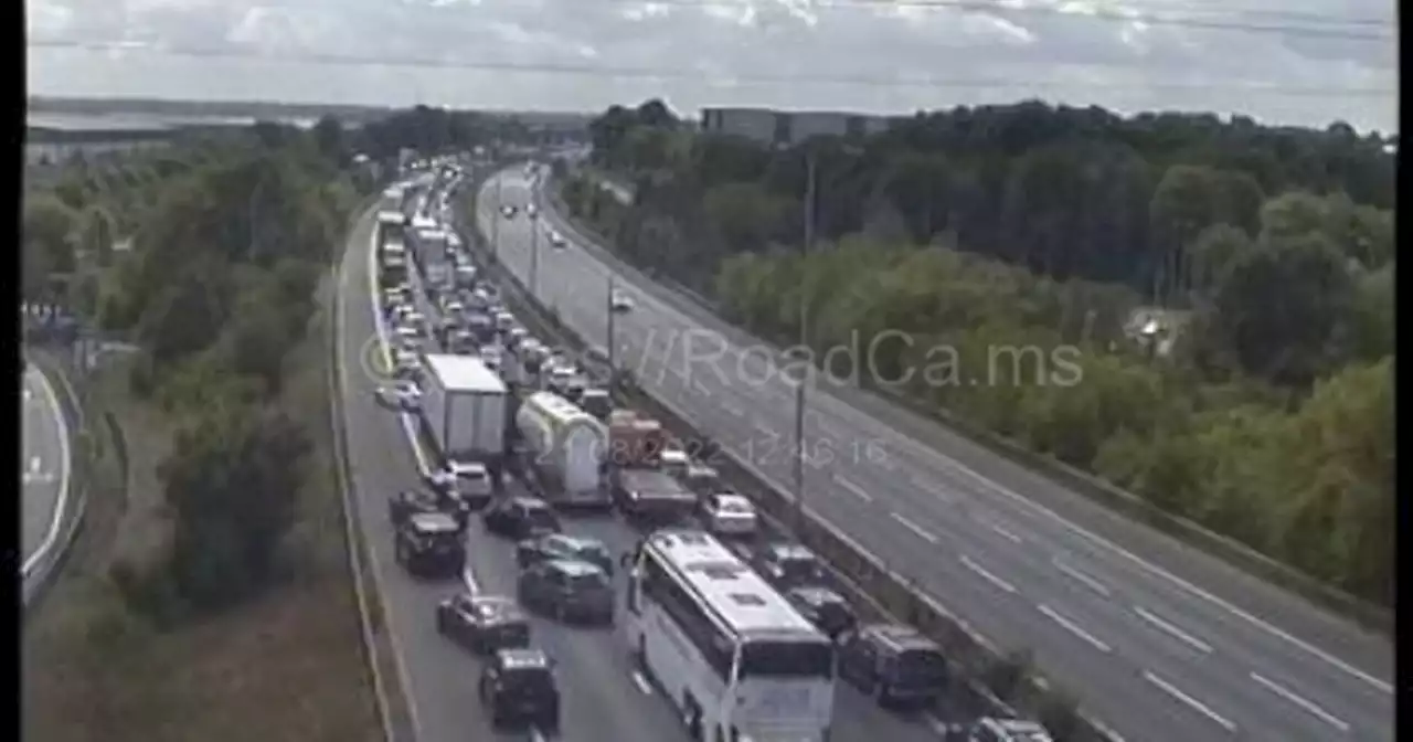 Live M1 updates as road partially blocked by caravan crash