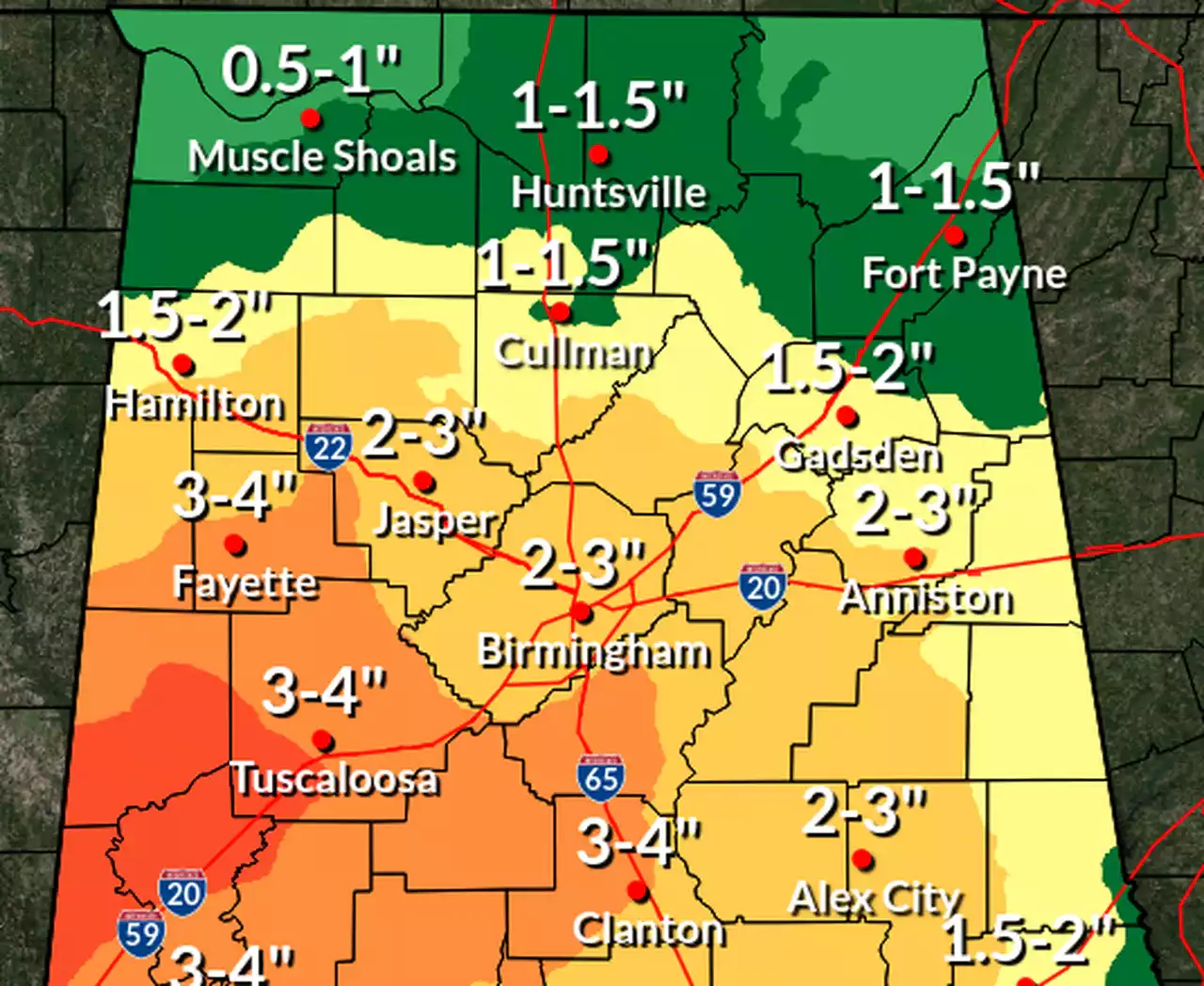 How much rain could Alabama get this week?