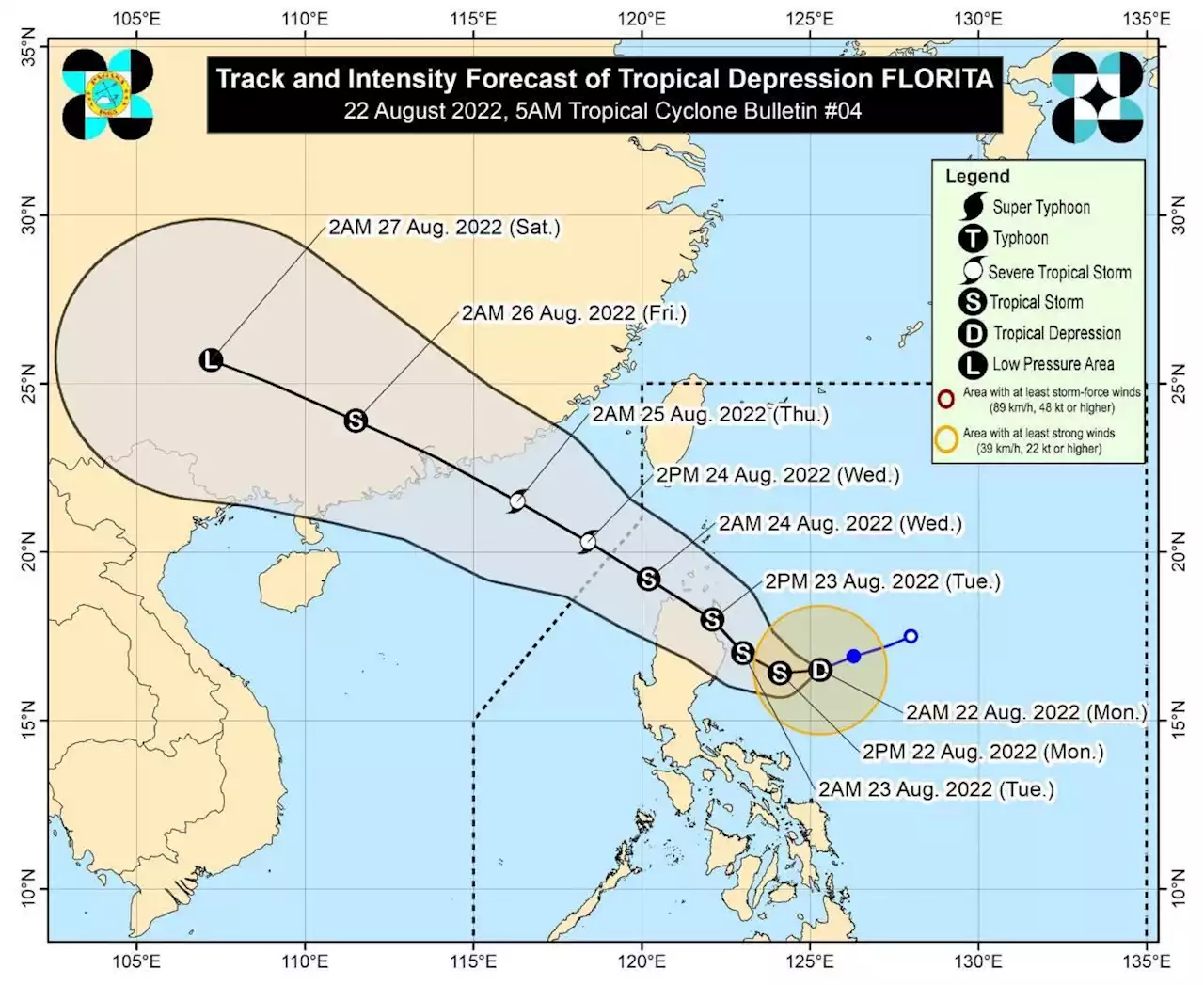 4 areas under Signal No. 2 as Florita intensifies into tropical storm