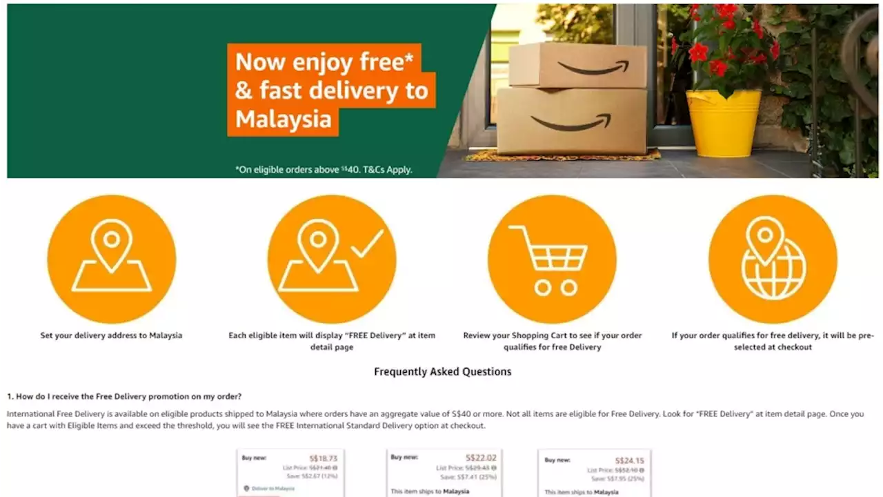 Amazon Singapore Offers Free Shipping To Malaysia