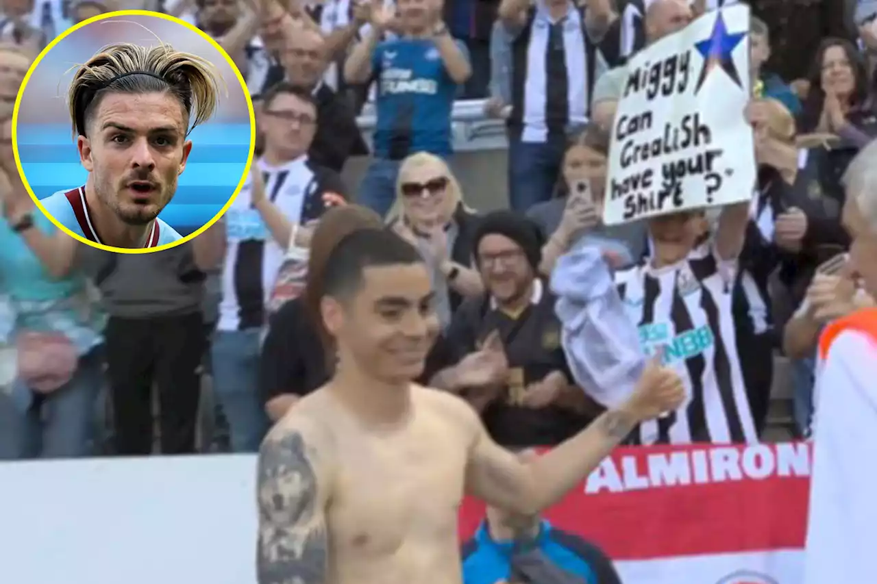 Newcastle fan asks Almiron for his shirt to give Grealish in response for joke