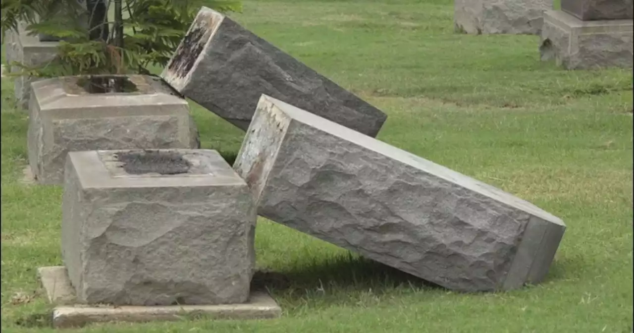 Vandals deface multiple headstones at historic Long Beach cemetery