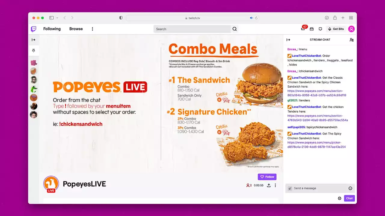 Popeyes Now Letting You Order Food Through Twitch