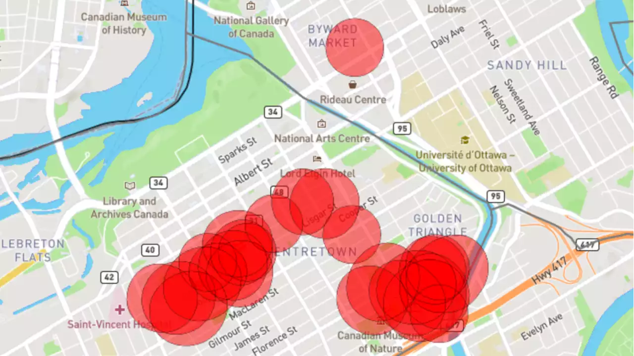 Power outages in downtown Ottawa