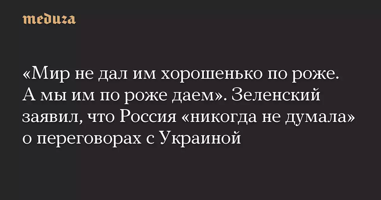 «Мир не дал им хорошенько по роже. А мы им по роже даем». Зеленский заявил, что Россия «никогда не думала» о переговорах с Украиной — Meduza