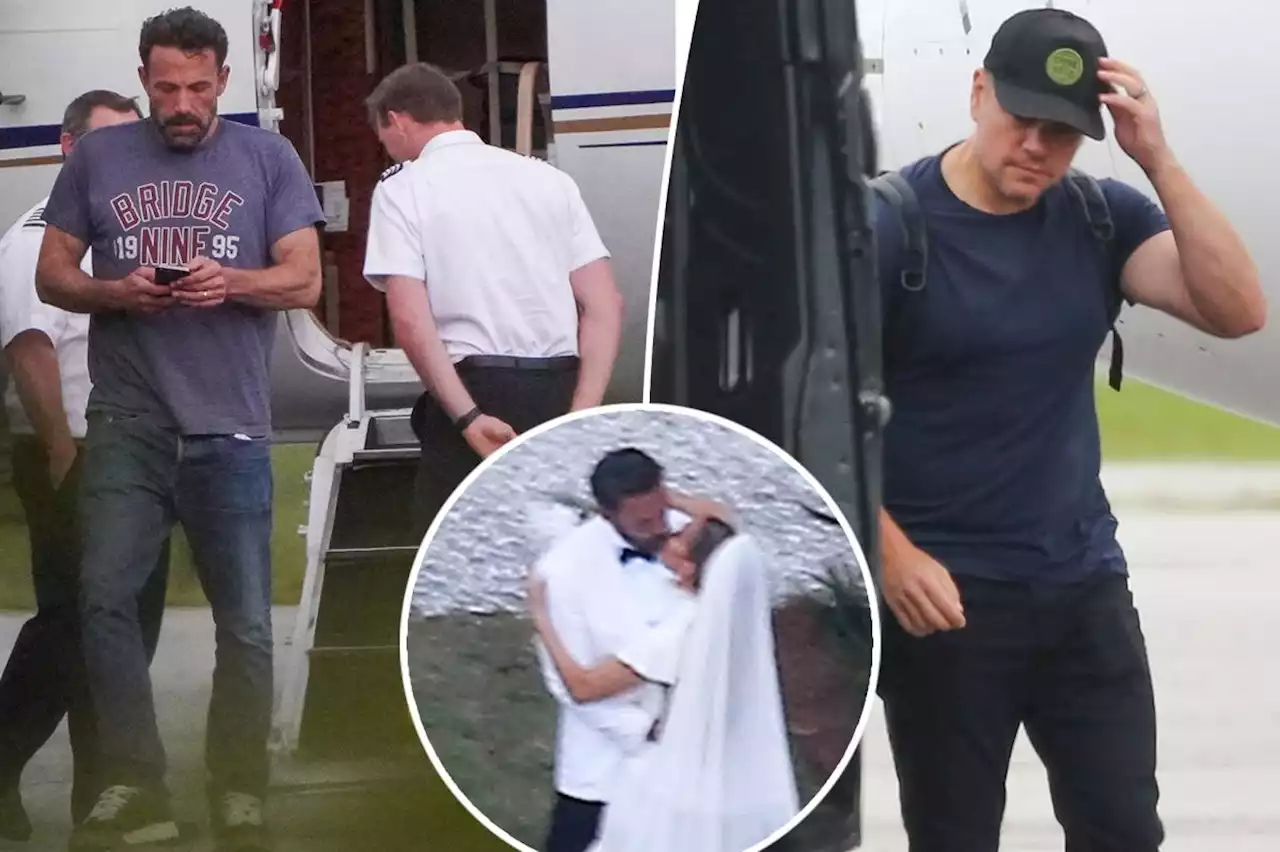 Ben Affleck, Jennifer Lopez, Matt Damon and their families jet off after wedding