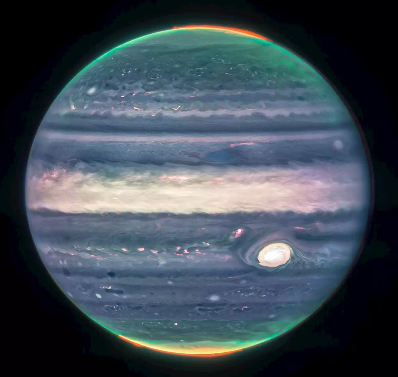 Incredible Webb Space Telescope Images of Jupiter Showcase Auroras, Hazes, Moons & Rings