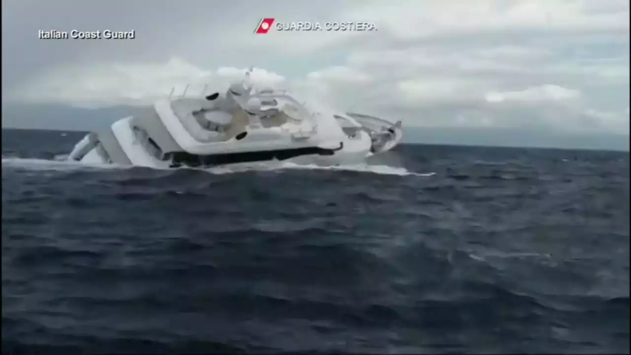 Massive yacht sinking into sea off coast of Italy caught on video