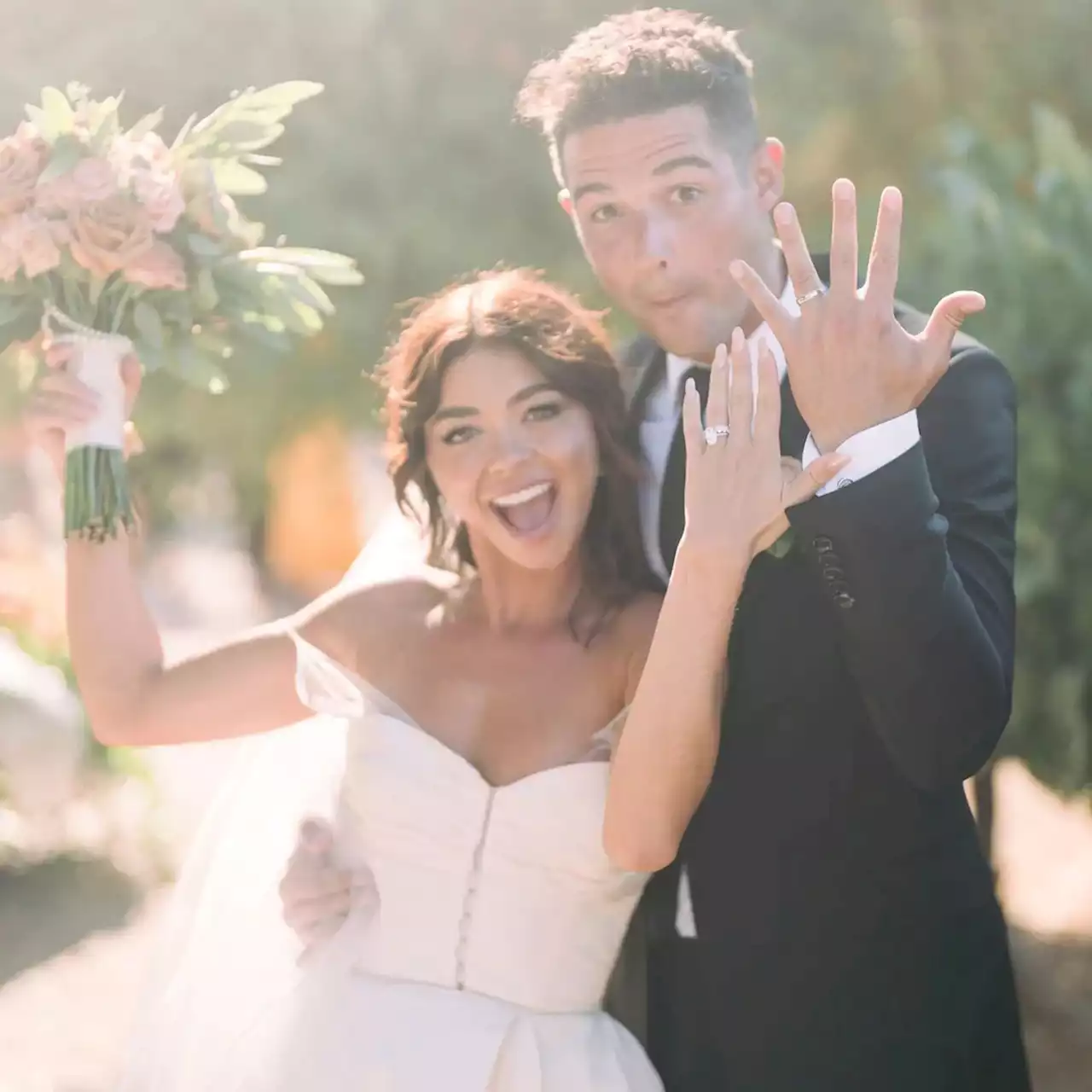 See the Moment Wells Adams Broke Down in Tears as Sarah Hyland Walked Down the Aisle - E! Online