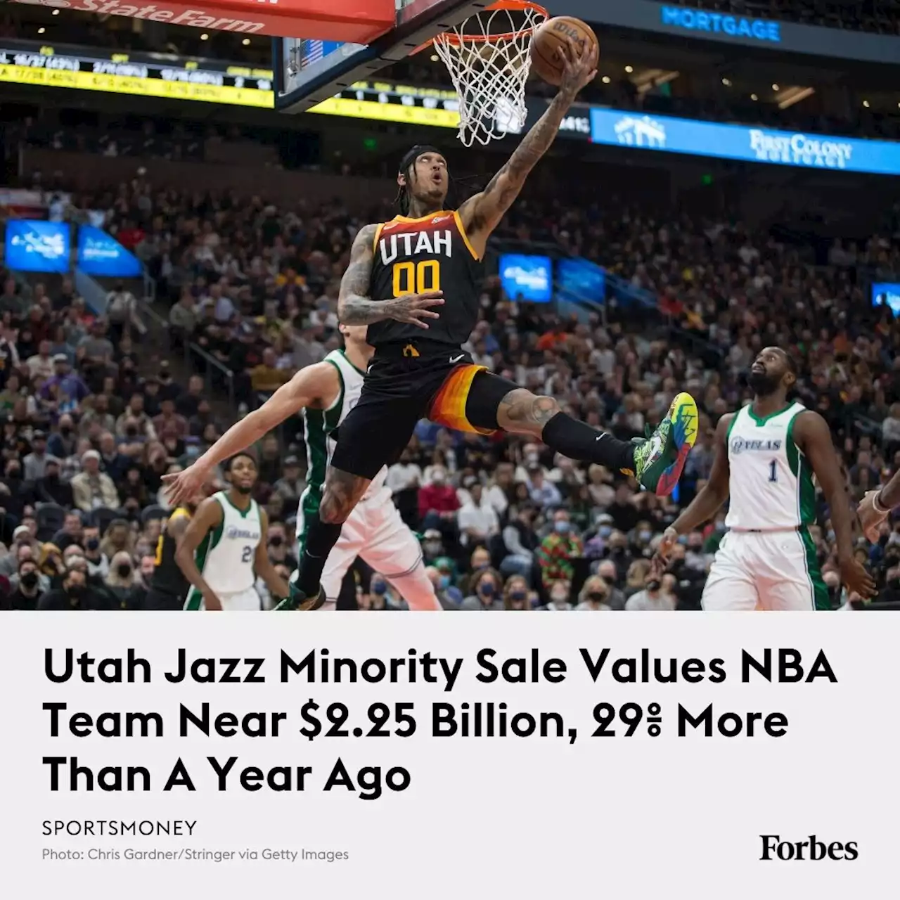 Utah Jazz Minority Sale Values NBA Team Near $2.25 Billion, 29% More Than A Year Ago