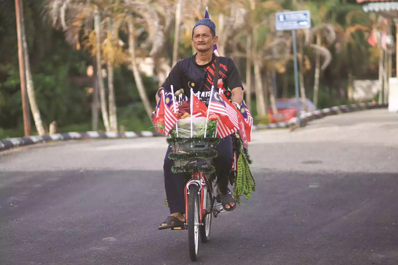 Jaja petai sambil kibar Jalur Gemilang