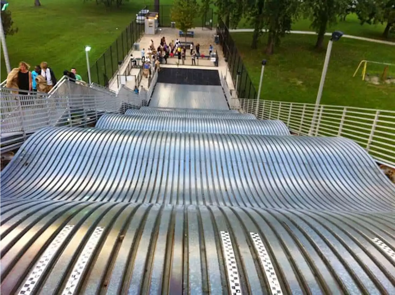 A giant slide unexpectedly sent kids flying – and inspired a viral rap