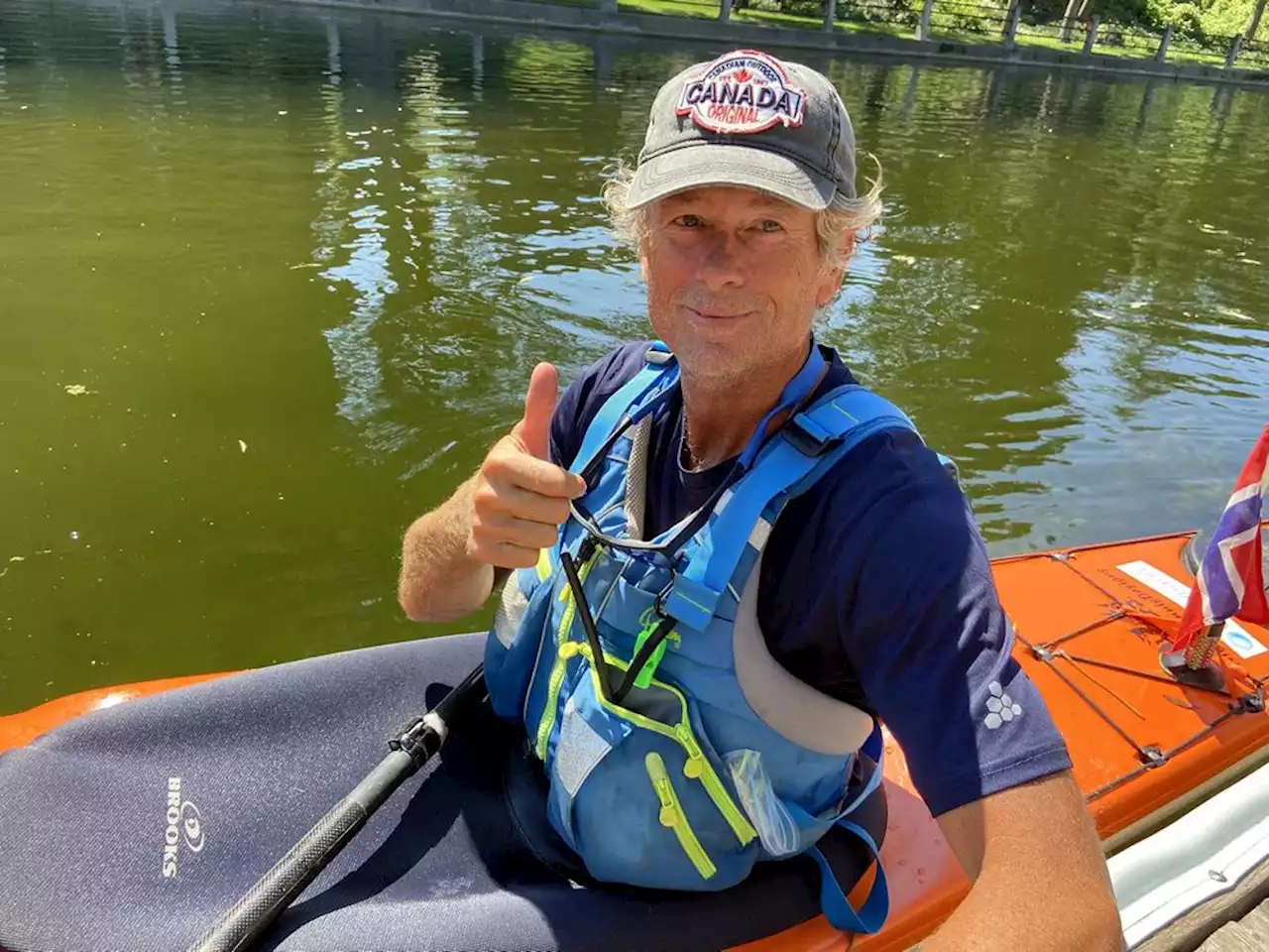 Norwegian kayaker paddling through Ottawa on trip along waterways of eastern North America