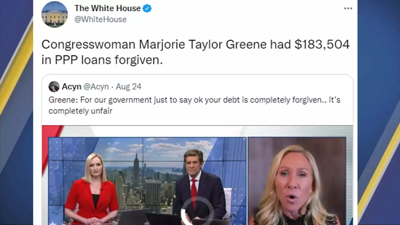 White House Twitter account trolls GOP lawmakers who got PPP loans forgiven