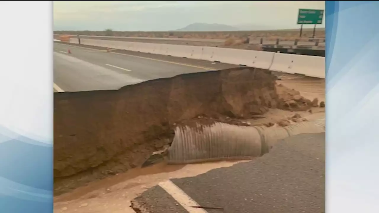 Desert flooding damages Interstate 10 between Los Angeles and Phoenix