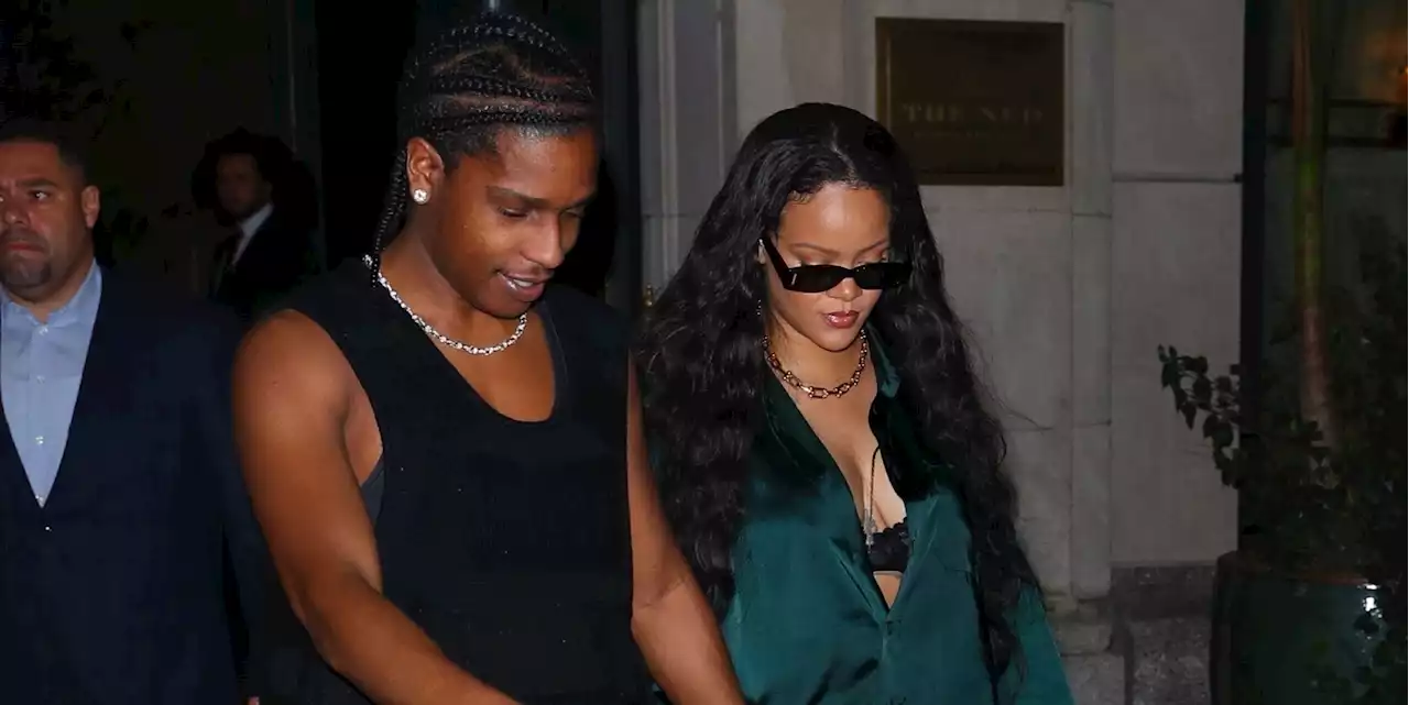 Rihanna Perfects Date Night Styling in a Lacy Bra and Emerald Green Miniskirt