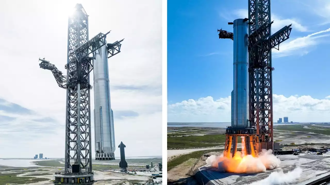 SpaceX's 'Mechazilla' lifts 33-engine Super Heavy onto the launch pad for the first time