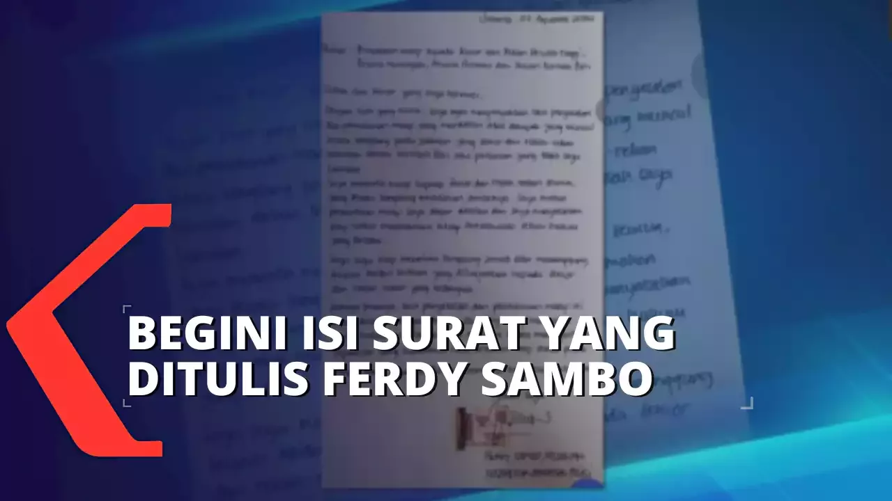 Ferdy Sambo Tulis Surat Permohonan Maaf Begini Isinya