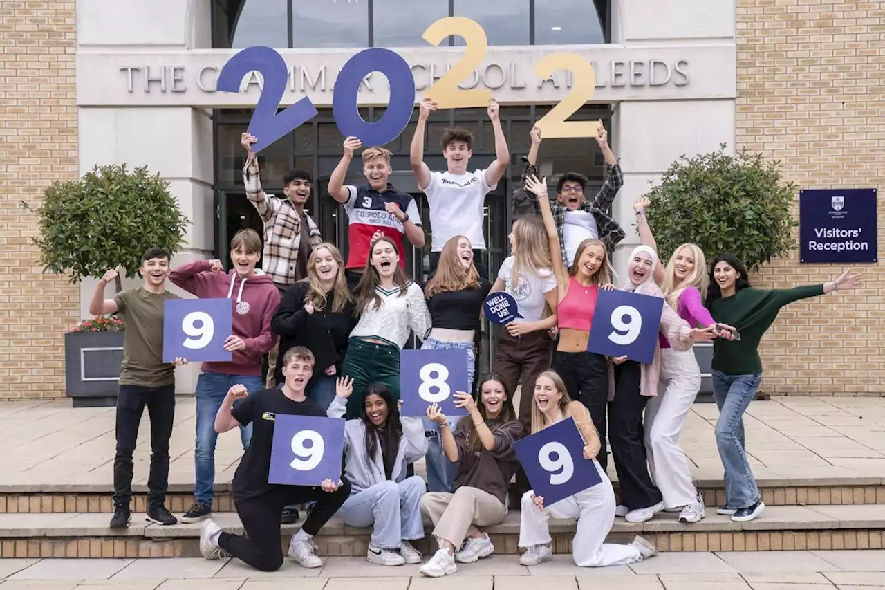 The photo highlights as Leeds students receive their GCSE grades today