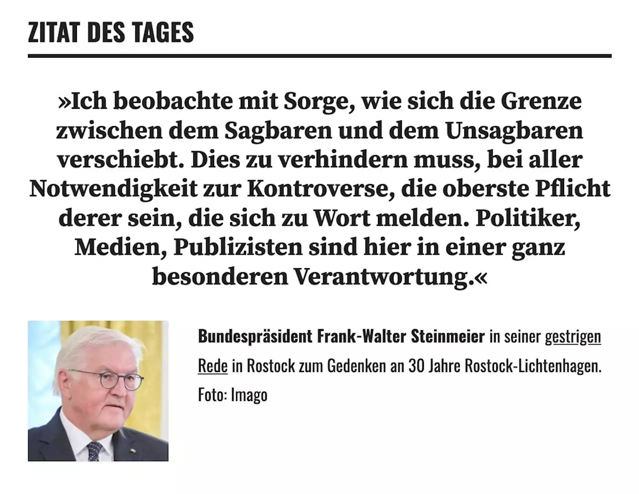 www.bundespraesident.de: Der Bundespräsident / Reden / Gedenkfeier 30 Jahre Rostock-Lichtenhagen