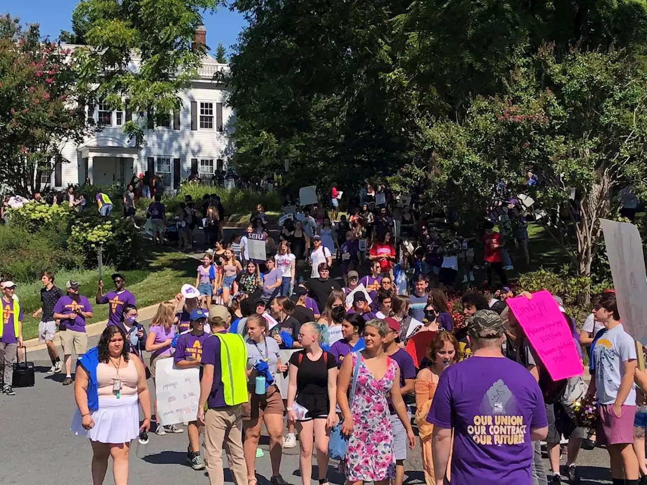 American University students walk out of convocation as staff strike continues