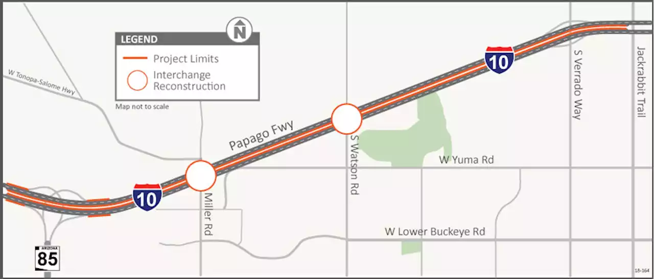 Eastbound I-10 lane restriction, westbound off-ramp closure at Watson Road in Buckeye