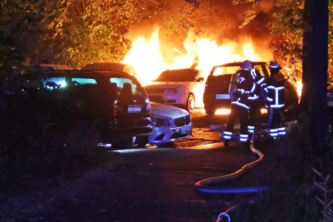 Mehrere Autos brennen auf Hamburger Parkplatz