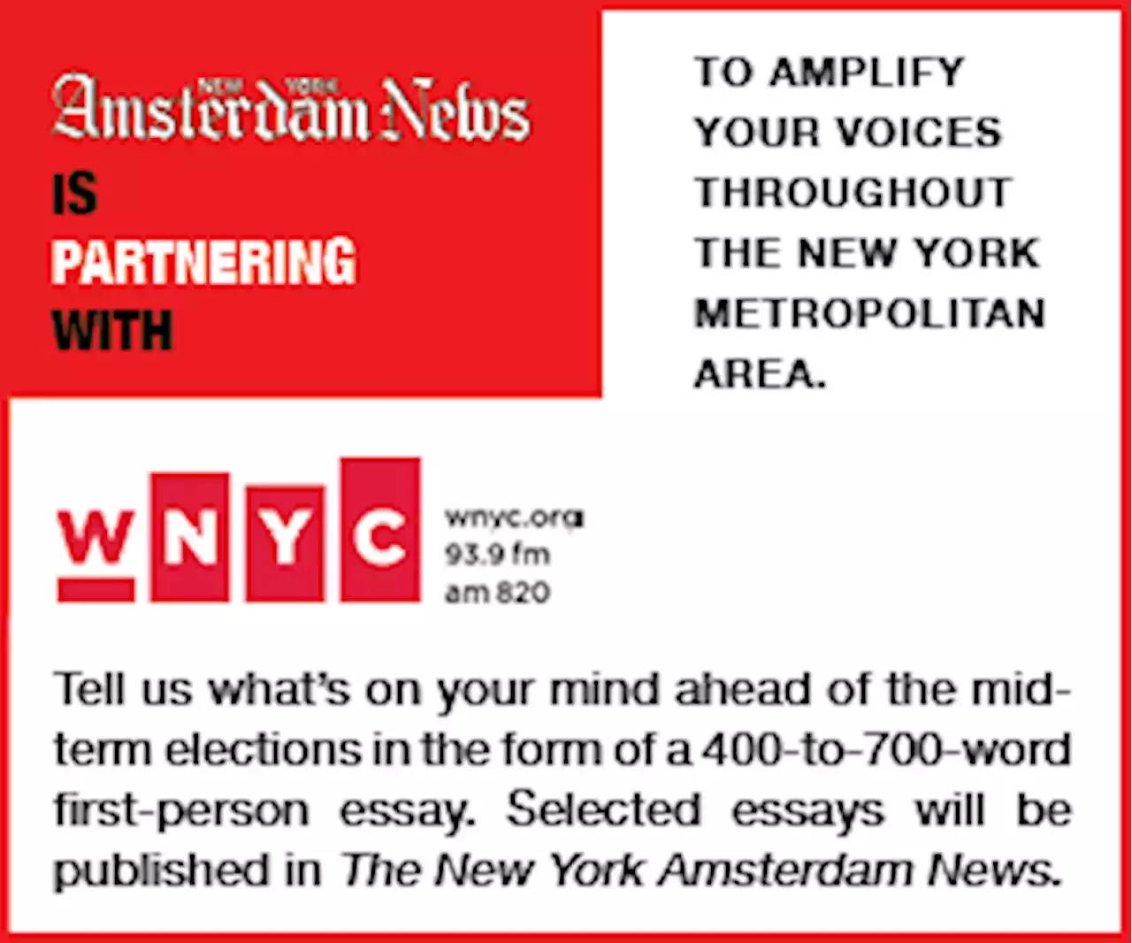 New York Amsterdam News + WNYC Audience Outreach