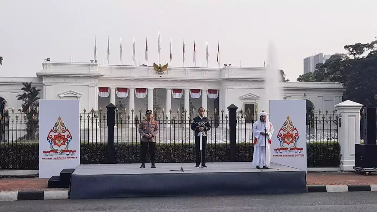 Didampingi Kapolri dan Habib Luthfi, Jokowi Lepas Kirab Merah Putih dari Depan Istana