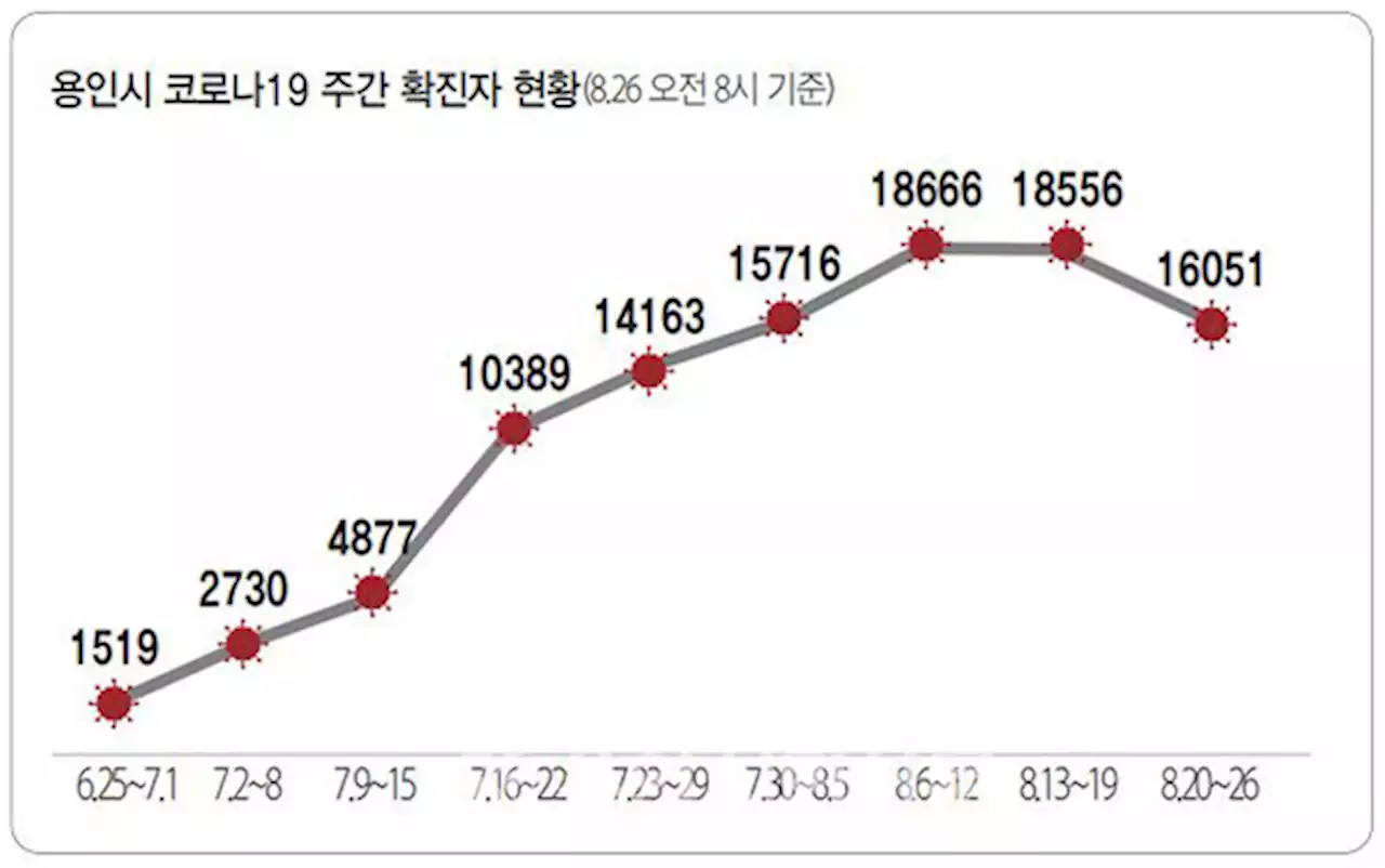 용인시 코로나 확진자, 정점 찍은 뒤 '감소세'