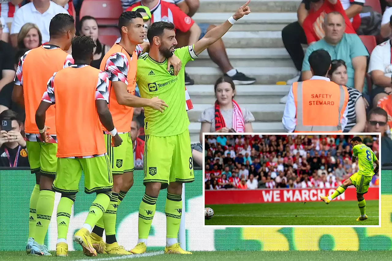 Fernandes celebrates match-winning strike with Ronaldo as Man United 'steal' victory