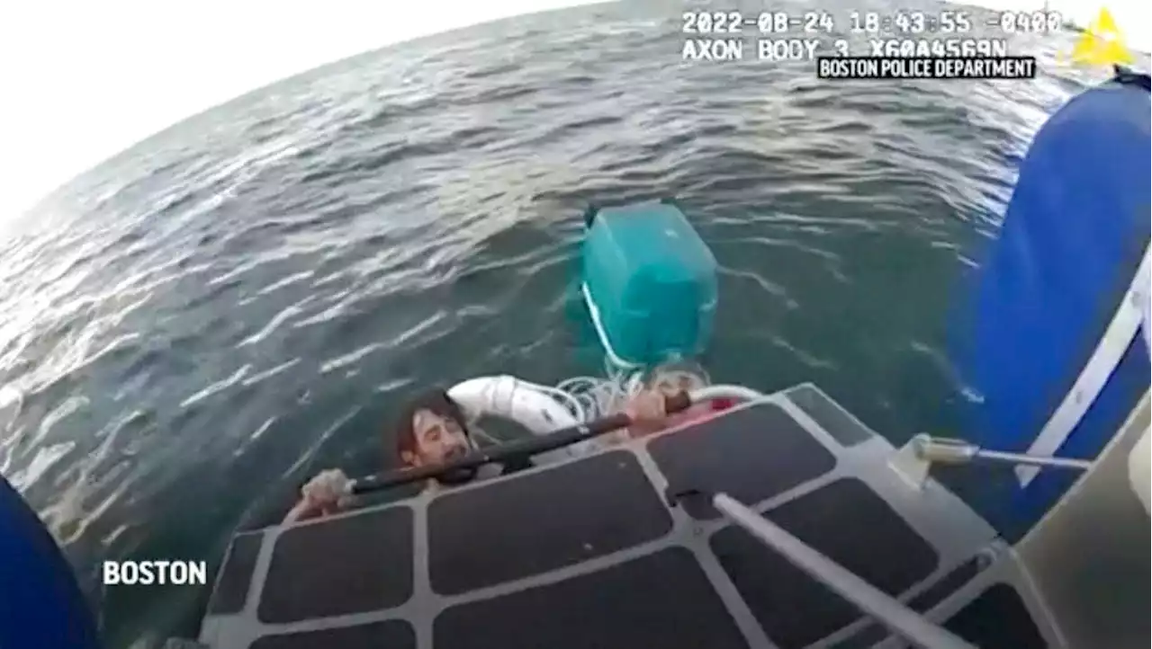 'We're so weak': Father, son clinging to a floating cooler rescued in Boston Harbor