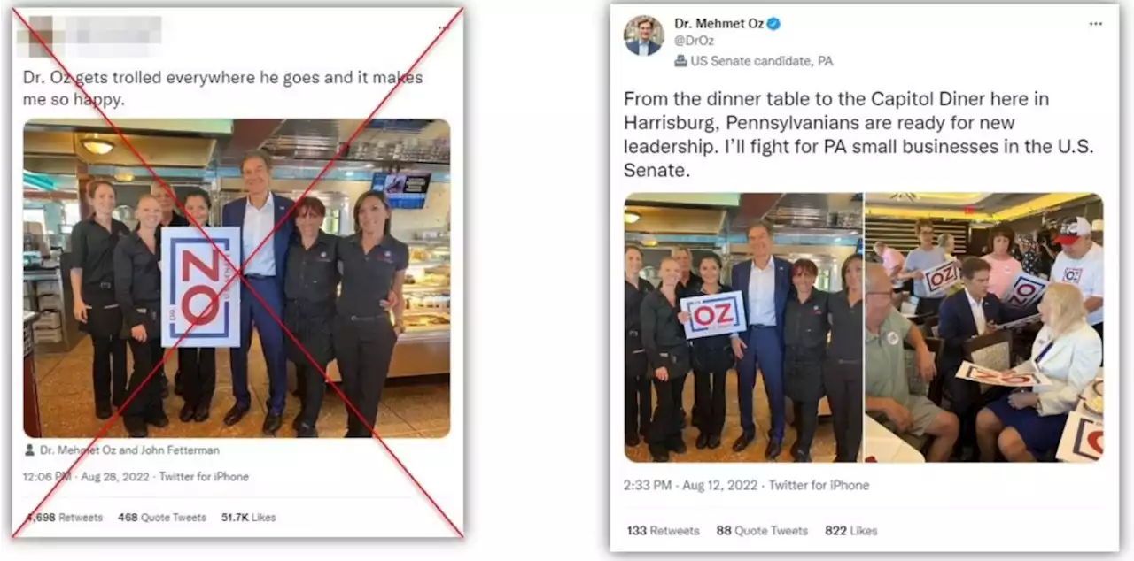 Image of 'Dr Oz' with sideways campaign sign is altered