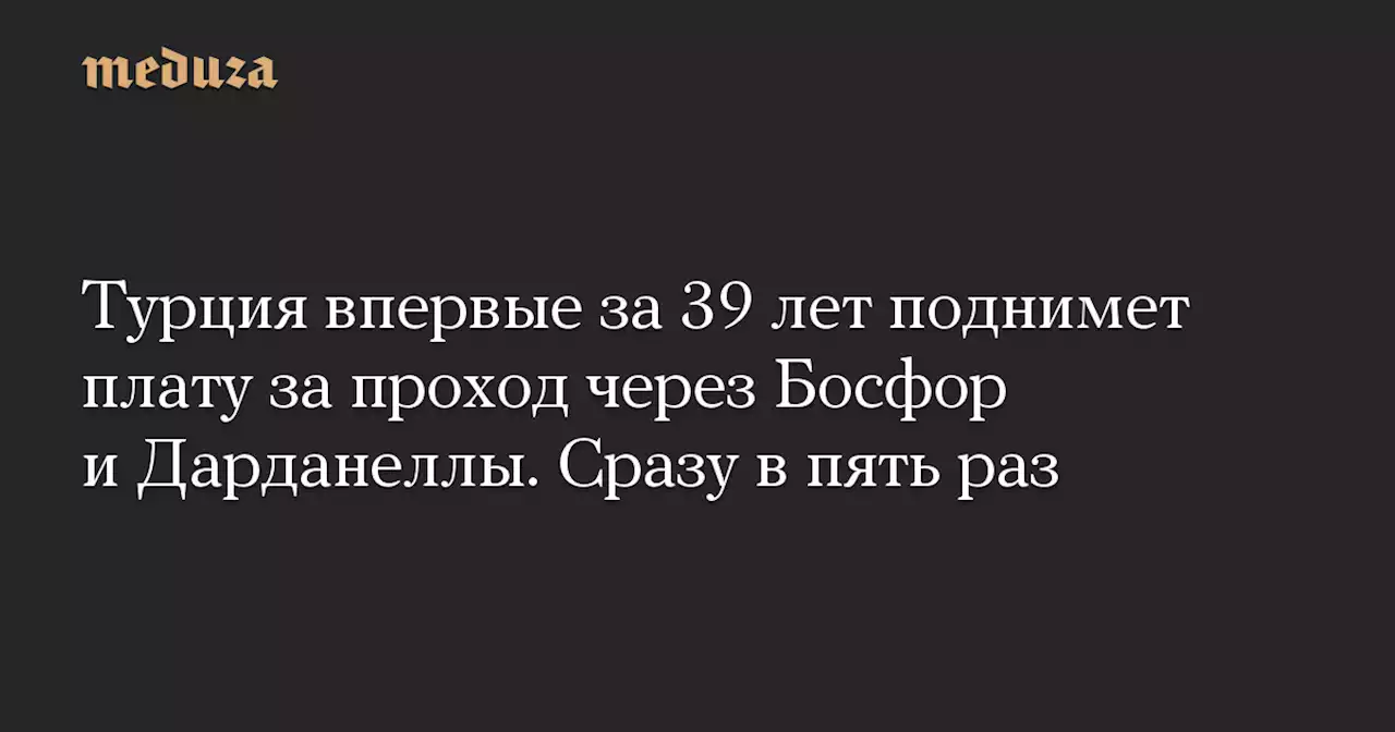 Турция впервые за 39 лет поднимет плату за проход через Босфор и Дарданеллы. Сразу в пять раз — Meduza