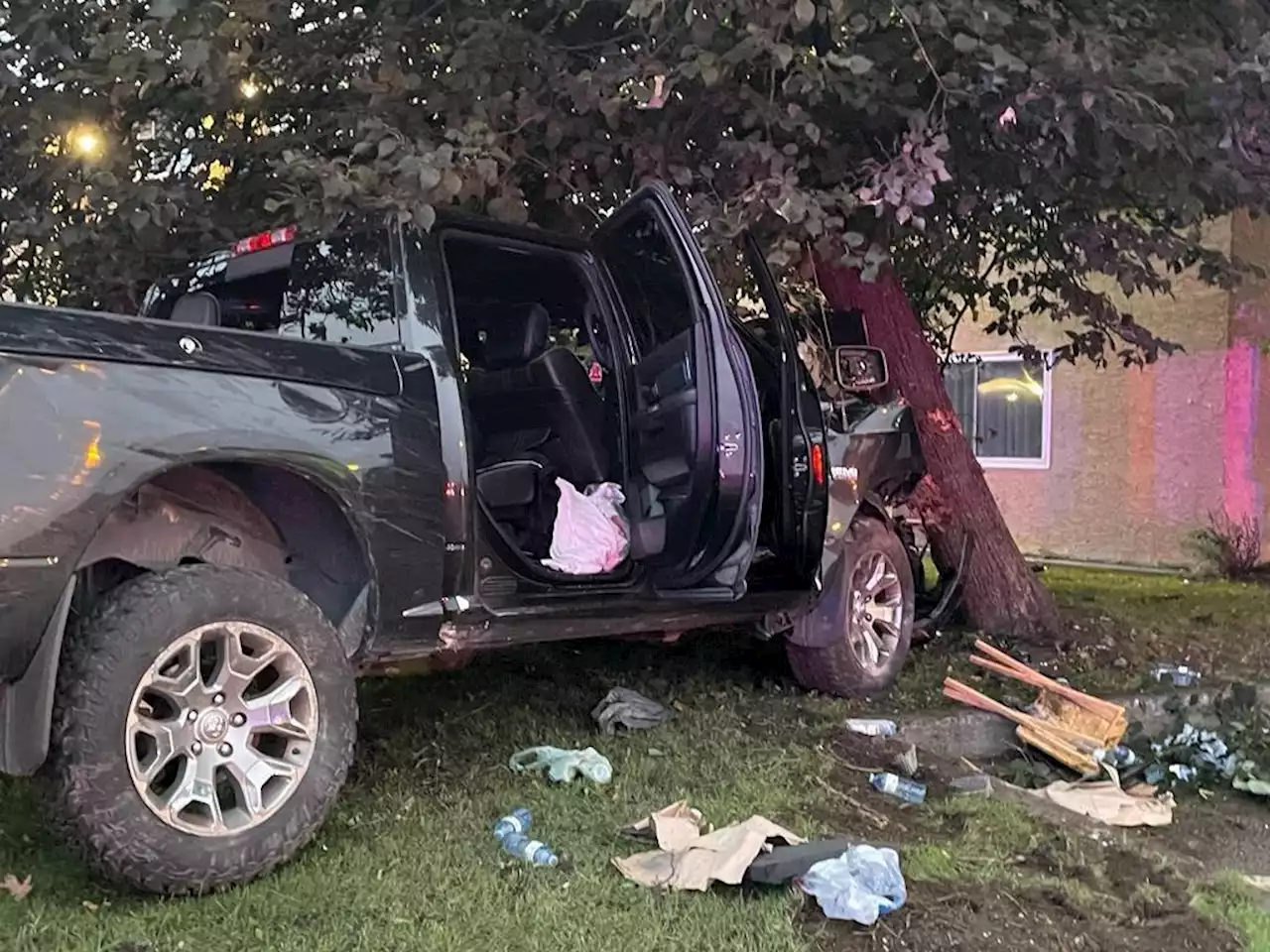 Driver who hit tree — narrowly missing building — among 10 charged with impaired driving over the weekend