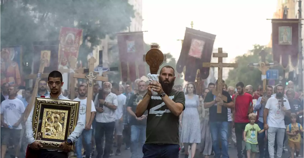 Protesters march in Belgrade against planned gay Pride event