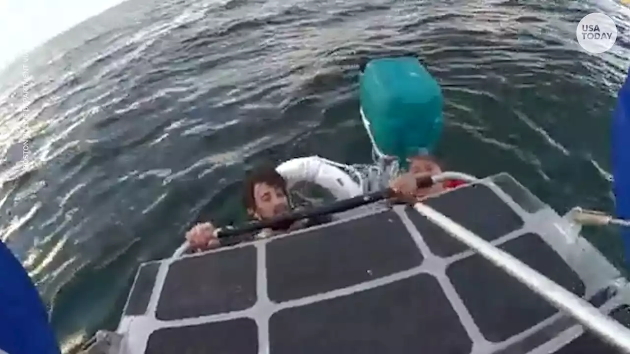 'We're so weak': Father, son clinging to a floating cooler rescued in Boston Harbor