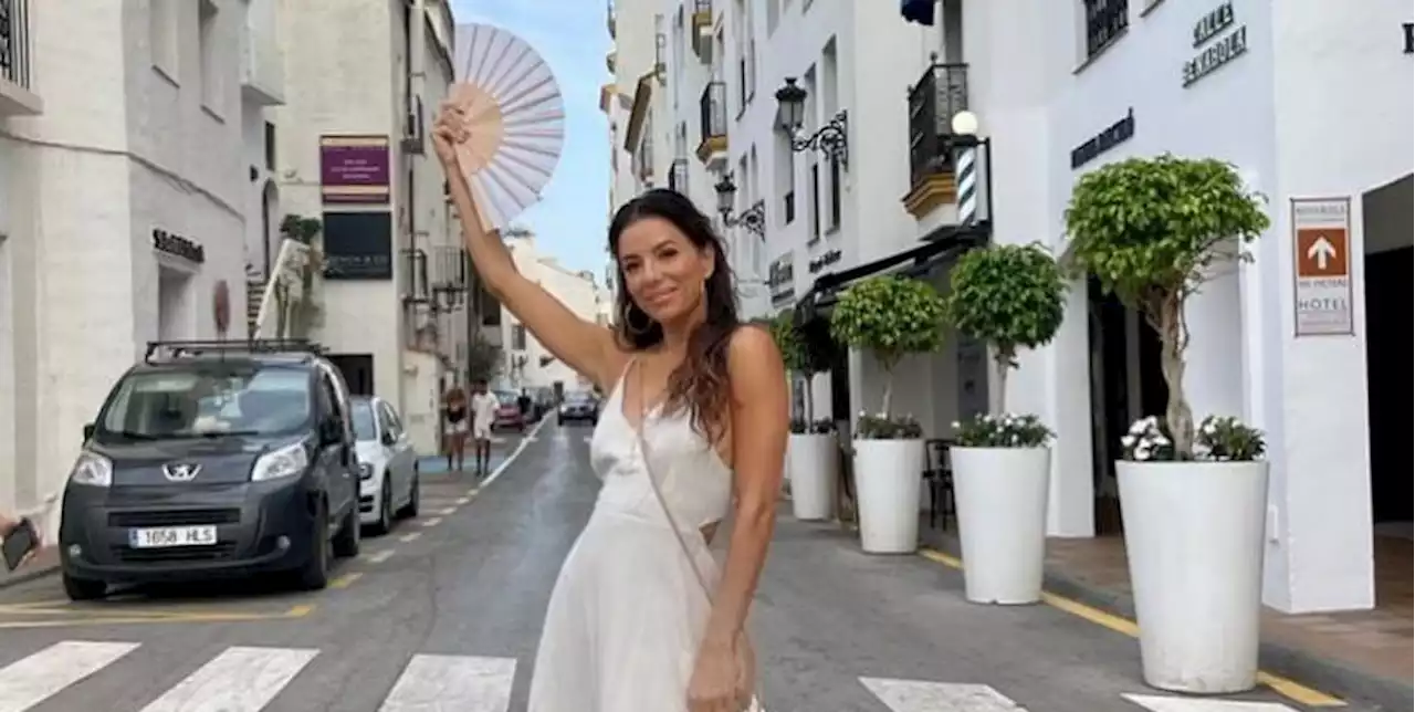 Eva Longoria Is a Vision in White During Spanish Holiday