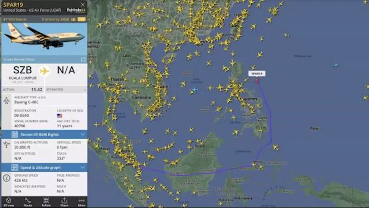 708 Ribu Pasang Mata Buntuti Penerbangan Ketua DPR AS ke Taiwan, Lintasi Kalimantan dan Sulawesi