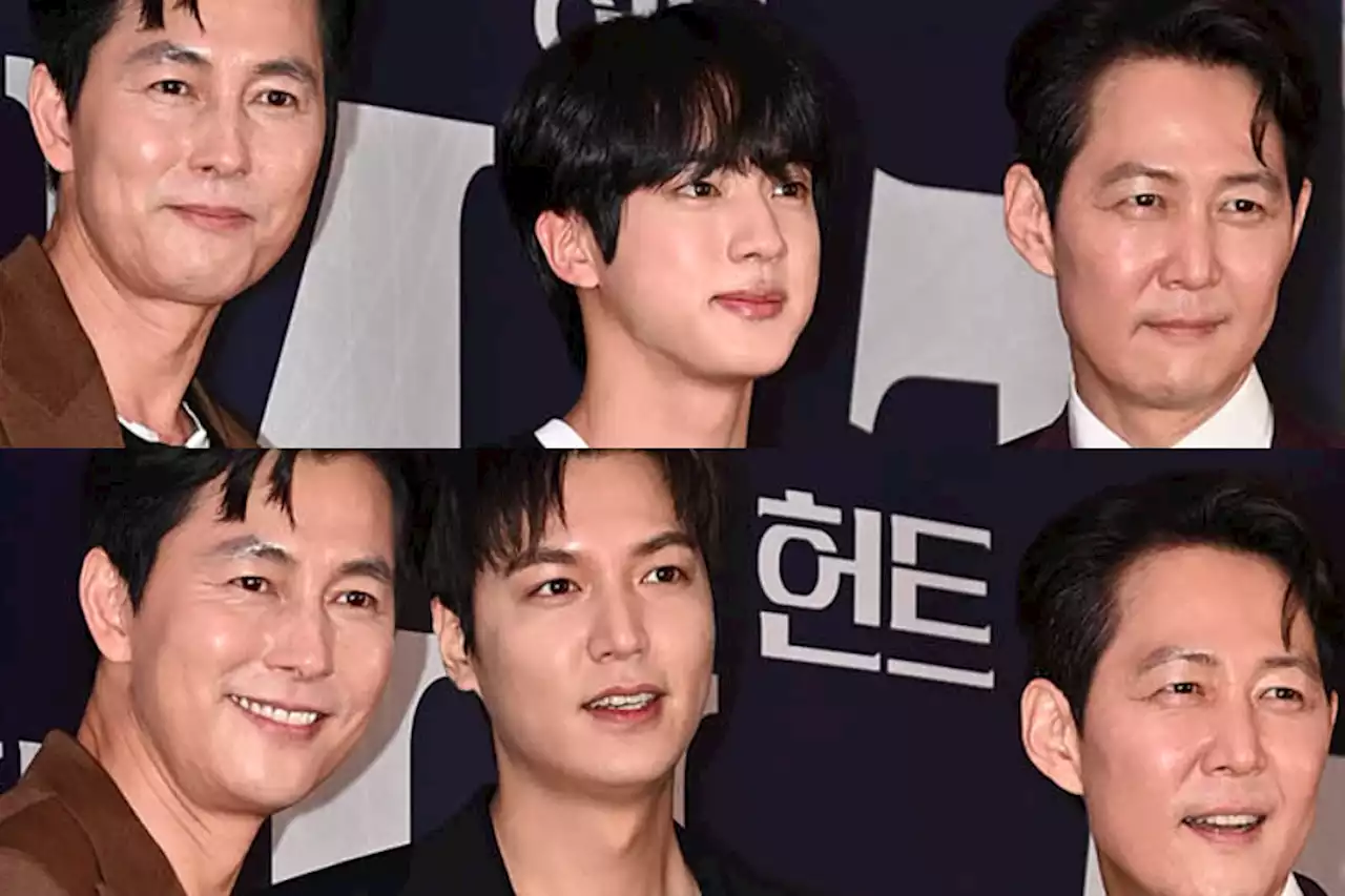 Lee Jung Jae And Jung Woo Sung Pose With BTS’s Jin, Lee Min Ho, And More At The “Hunt” VIP Premiere