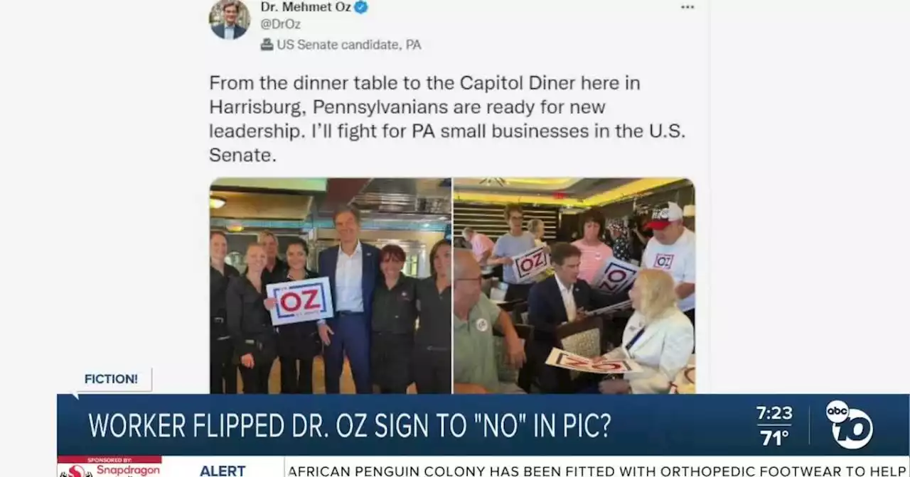 Fact or Fiction: Worker flipped Dr. Oz sign to 'no' in photo?