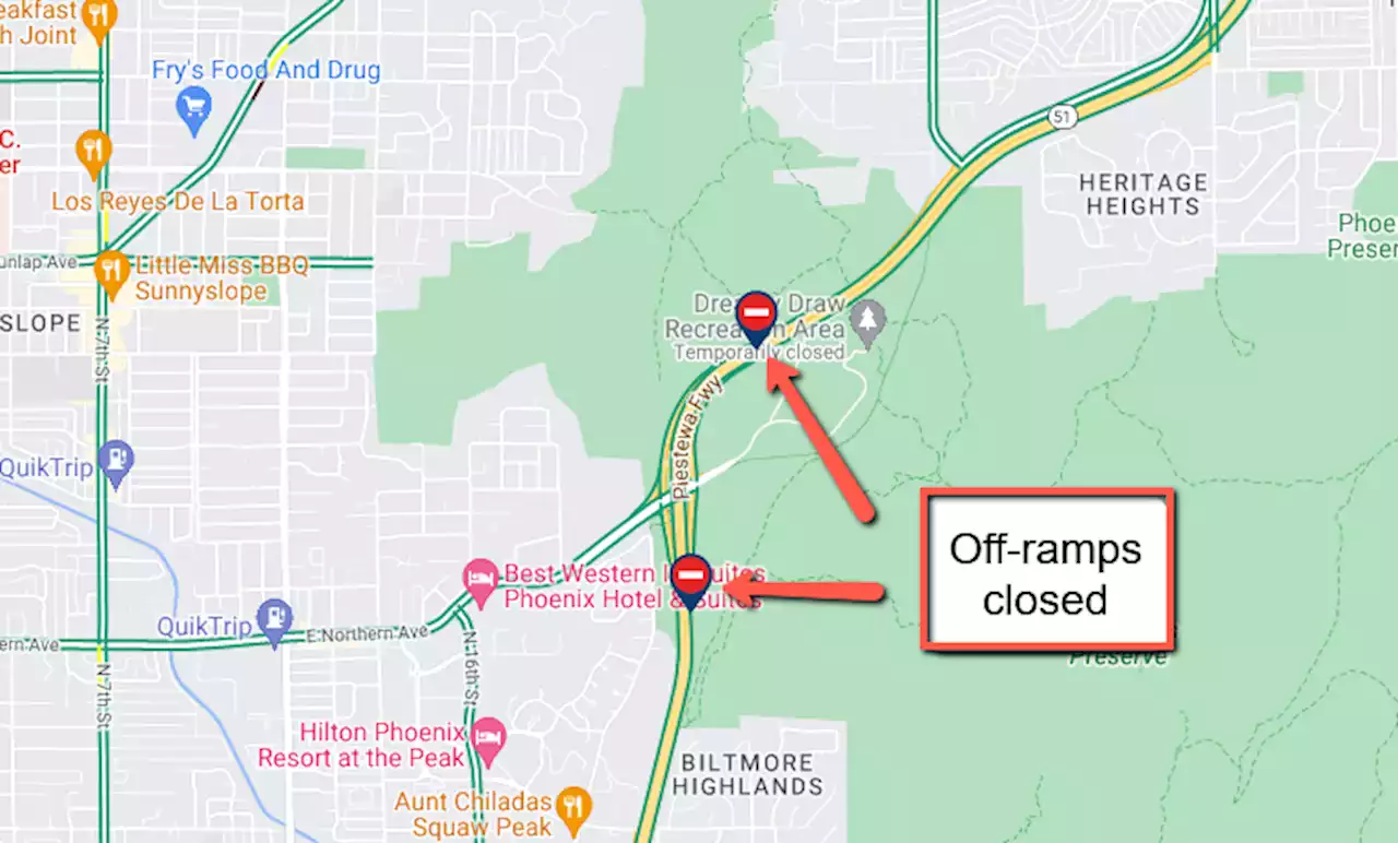 Expect daytime closures of SR 51 off-ramps at Northern Avenue beginning Aug. 27