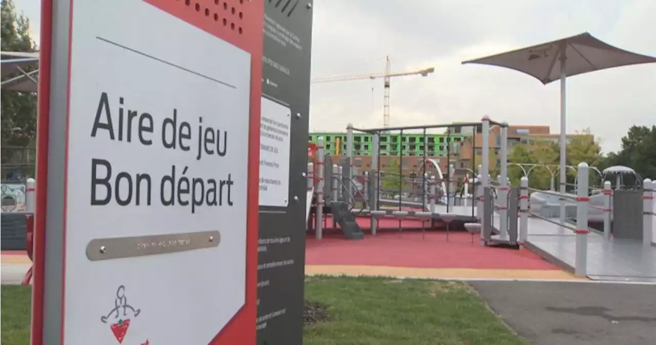 New inclusive park hailed as largest adapted play area in the Montreal region - Montreal | Globalnews.ca