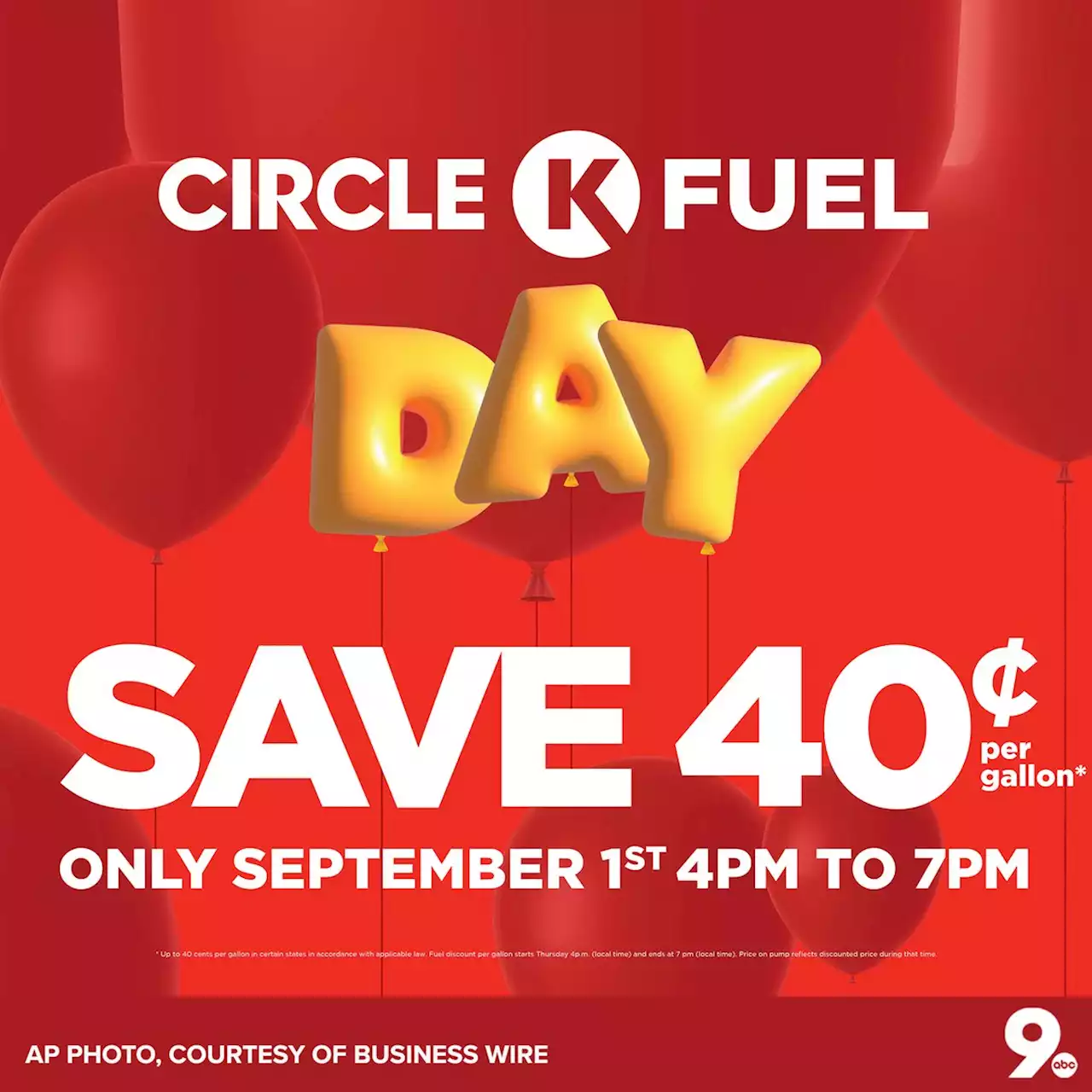 Circle K to offer 40 cents off per gallon Thursday, Sept. 1