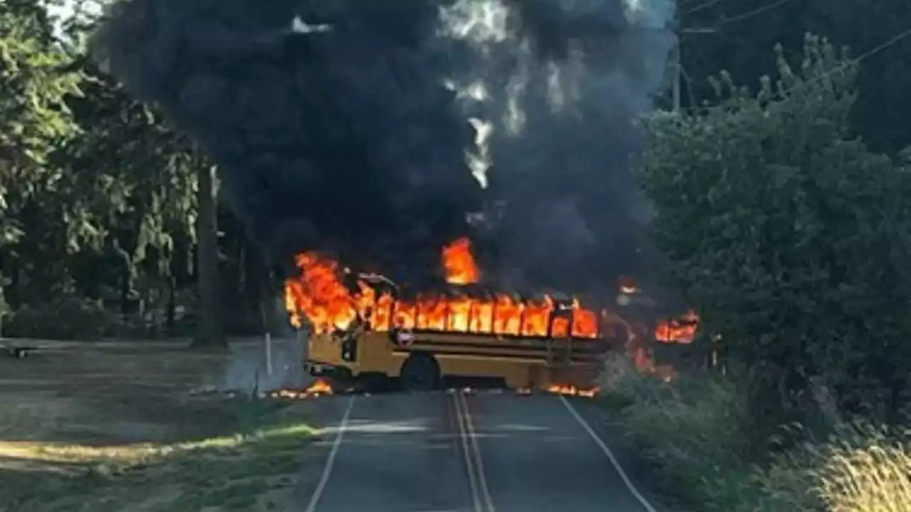 School bus in Lewis County destroyed by fire ignited in dry grass