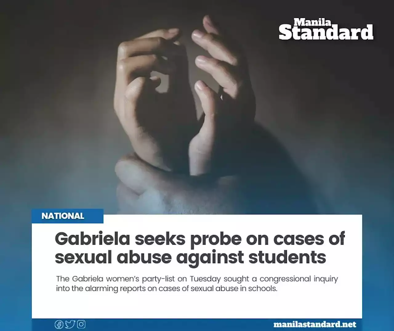 Gabriela seeks probe on cases of sexual abuse against students