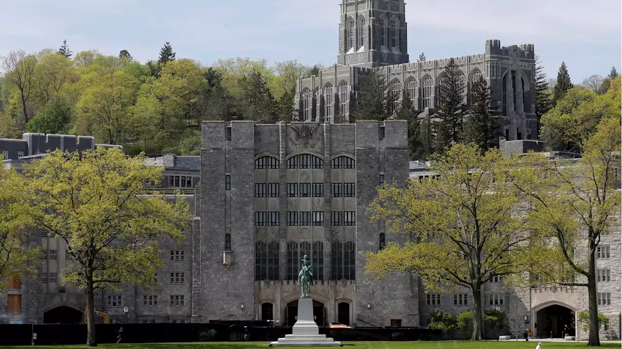 A plaque with the words 'Ku Klux Klan' still hangs on a building at West Point