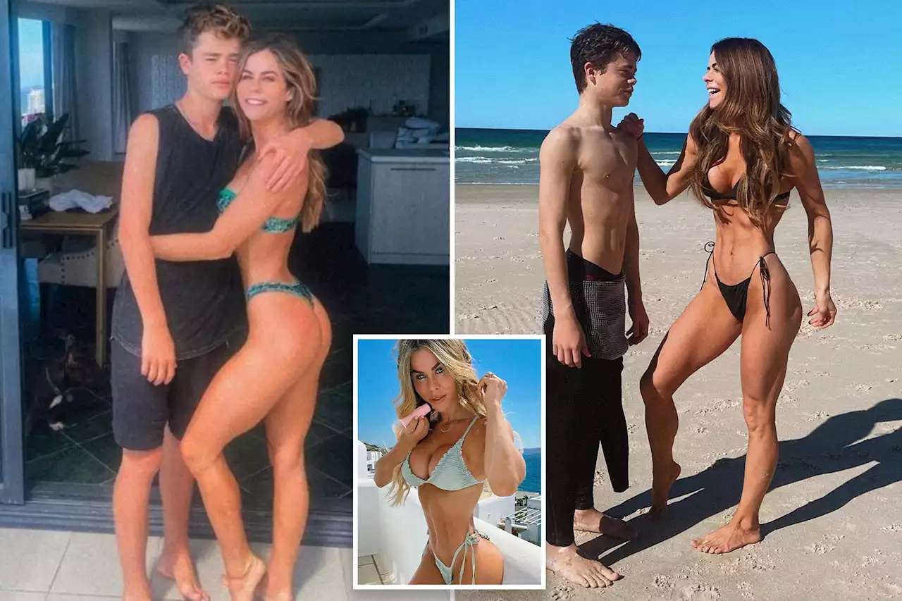 Shamed mom defends wearing thong bikini in photo with 15-year-old son